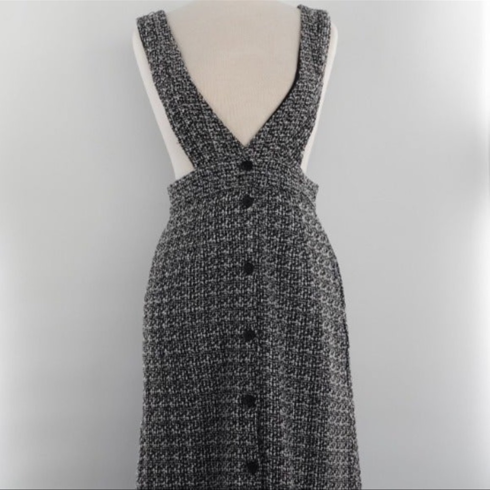 Tweed jumper dress with fringed hemline